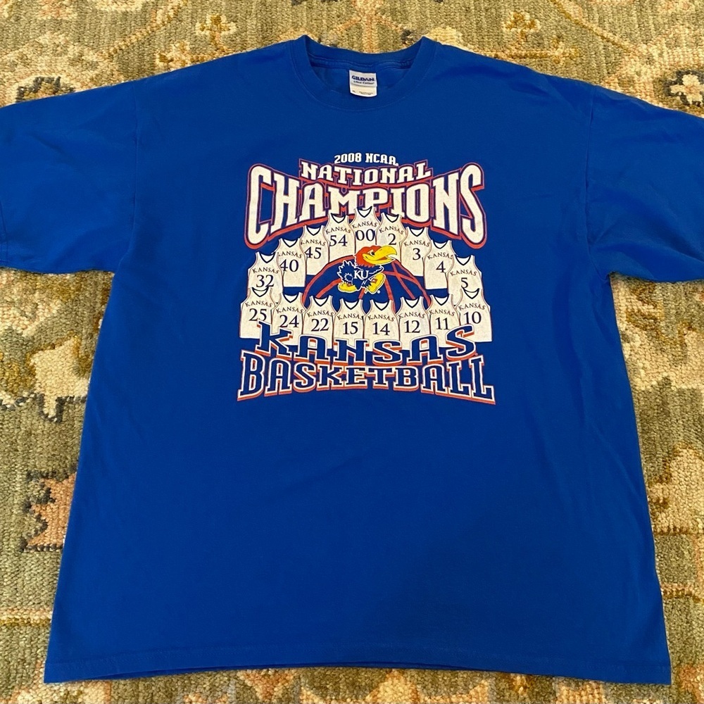 Kansas Jayhawks Gildan 2008 NCAA National Champions Color Blue Men’s Size XL